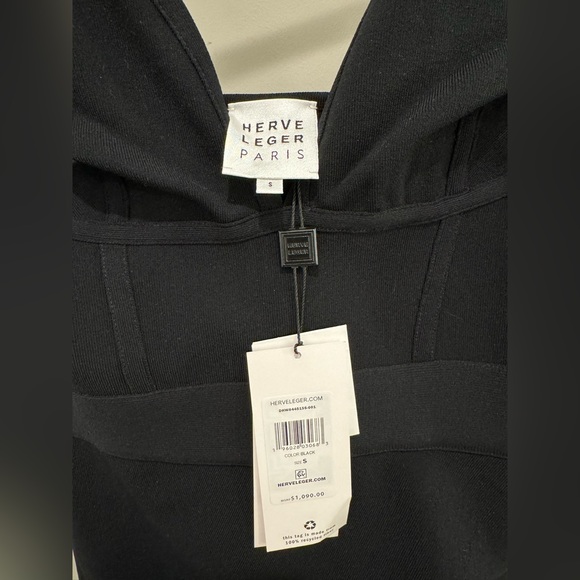 Herve Leger Black Milano Draped high low Gown - Picture 6 of 6